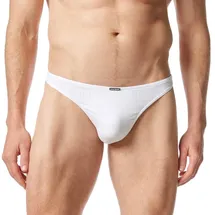 Bruno Banani Herren String Check Line 2.0, Tanga, Polyamid, Logo, Karo, einfarbig Weiß 2XL