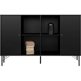 Hammel Furniture Sideboard HAMMEL FURNITURE "Mistral Kubus", schwarz, B:136cm H:89cm T:32,5cm, Spanplatte, Massivholz, Sideboards, mit zwei Türen und Metall Füße, Breite: 136 cm