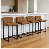 LuxusKollektion Barhocker Barhocker 4er PU Leder Sitzhöhe 66 Fußstütze Braun 4 er set braun