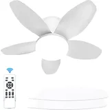 Moderner 5-blatt-deckenventilator Mit Led-beleuchtung Und Fernbedienung – Dimmbare Beleuchtung + Leiser Ventilator Für Wohnzimmer, Schlafzimmer Und Küche – Energiesparender Deckenventilator
