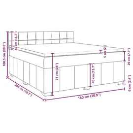 vidaXL Boxspringbett mit Matratze Schwarz 180x200 cm Stoff