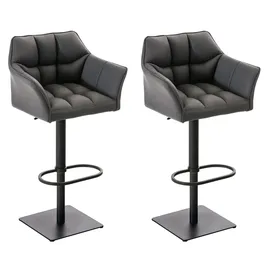 CLP 2er Set Barhocker Damaso Kunstleder grau/schwarz