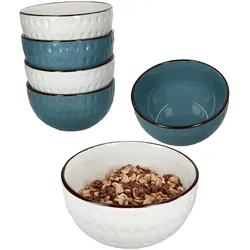 6x Rome blau & weiß Müslischalen 550ml Salat Oat-Bowl Dessert-Schüssel Porridge