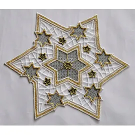 Stickereien Plauen Tischdecke Goldtanne Ø 27 cm Grün