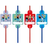 8 Papier-Trinkhalme mit Namensfeld * DIE DREI ??? KIDS * für Kinderparty und Kindergeburtstag | 3 Fragezeichen Strohhalme Straws Kinder Detektive Party Set