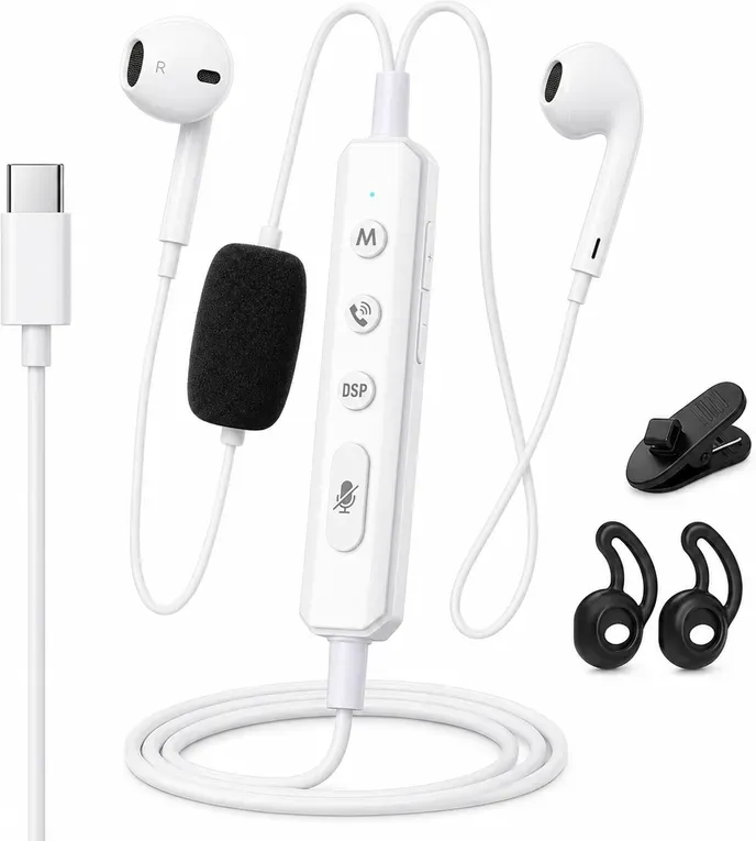 VoxorAI KM08 weiße kabelgebundene Kopfhörer [mit Soundkarte zum Abhören in Echtzeit] Ideal für Liveübertragungen, Karaoke und Aufnahmen. Mit Geräuschunterdrückung, Stimmveränderung und integrierter Bluetooth-Funktion. Kompatibel mit Typ-C-Anschlüssen.
