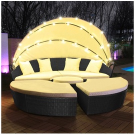 Swing&Harmonie LED - Sonneninsel Rattan Lounge Polyrattan Sitzgruppe Liege Insel inkl. Abdeckcover