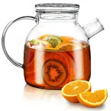 Dimono Teekanne Mundgeblasene Teekanne mit Teefilter & Teesieb, 1.5 l, Glas-Kanne mit Filtereinsatz 1.5 l