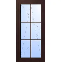 Kunststoff Balkontür "GEORG" 74 mm 2-fach Verglasung 6 Sprossenfelder Mahagoni holzähnlich beidseitig innen öffnend DIN rechts