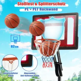 Costway Basketballständer 228-265 cm höhenverstellbar, Basketballkorb mit Ständer & 2 Rädern, Korbanlage für Kinder, Erwachsene, mobiles Baske...