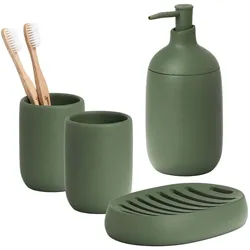 4-teiliges Badaccessoire-Set - Salbeigrün