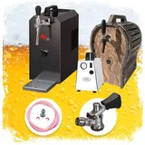 ich-zapfe Komplett Set - Zapfanlage JET 30 Bierkoffer, Bierzapfanlage, Durchlaufkühler 1-leitig Trockenkühler, bis zu 35 Liter/h mit Holzfass, Zapfkopf:NC Adapter