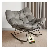 NovaTerra Gartenlounge-Set Stahl-Schaukelstuhl mit Kissen Größe: 110 × 92 × 63 cm, Rostbeständig dank Pulverbeschichtung, wasserabweisendes Kissen grau