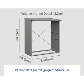 EcoStar Kaminholzregal Trend-V Typ 2 181,4 x 102,5 x 198 cm grau