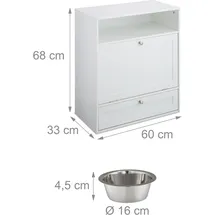 Relaxdays Futterschrank Hunde Weiß,Silber