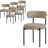 ML-DESIGN Polsterstuhl Esszimmerstühle Gruppe Küchenstuhl aus Teddystoff mit Metallbeinen (6 St), Clubstuhl 6er Set Wohnzimmerstuhl Braun moderne Design Lounge Stuhl braun|schwarz