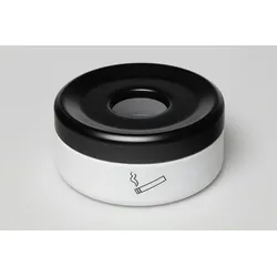PROREGAL Robuster Tischascher | HxBxT 8x15,5x15,5cm | Stahl | Weiß | Ascher Aschenbecher