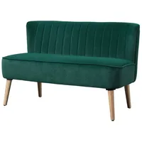 HOMCOM 2-Sitzer Sitzmöbel Loungesofa Holz Samtartiges Polyster Schaumstoff, 1 Teile grün 117 cm x 77 cm x 56.5 cm