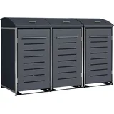 DEGAMO Mülltonnenbox KIEL 211x83x136cm für 3x Tonne 120 und 240 Liter, Stahl anthrazit + Edelstahl