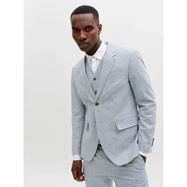 JACK & JONES "JPRMARTIN SUMMER BLZ LINEN BLEND NO06 SN", Herren, Gr. 52, faded denim fit:slim fit, Web, Obermaterial: 70% Baumwolle, 30% Leinen, unifarben, slim fit normal, V-Ausschnitt, gerader Abschluss, Sakkos Sakko, Baumwollmischung, slim fit