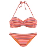 LASCANA Bügel-Bandeau-Bikini, Damen orange-gestreift, Gr.38 Cup D,