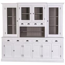 Casa Padrino Küchenbuffet Landhausstil Küchenschrank Weiß / Grau 244 x 45 x H. 225 cm – 2 Teiliger Küchenschrank mit 10 Türen und 10 Schubladen