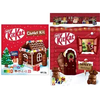 Bundle aus NESTLÈ KITKAT Chalet Kit Weihnachtsschokolade, Weihnachtshäuschen zum selber Basteln (1 x 461g) und NESTLÉ KITKAT Adventskalender mit 24 Schokoladenfiguren (1 x 208g)