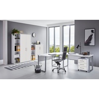 moebel-dich-auf Aktenschrank OFFICE EDITION (Büromöbel-Set, Abreitszimmer, 6-St., Set 4 + Winkelschreibtisch + Rollcontainer + Aktenschränke) abschließbare Büroschränke weiß