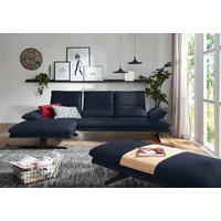 Ecksofa W.SCHILLIG "broadway, Designsofa mit tollem Sitzkomfort", blau (blau z59), B:291cm H:94cm T:164cm, Longlife Xtra-Leder Z59: Glattleder mit modischer Prägung. Hautstärke 0, 9 - 1, 1 mm, Sofas, Sitztiefenverstellung, Kopfteil- & Seitenteilverstellung, Breite 291cm