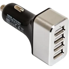 Realpower KFZ-Ladegerät 2400mA 4xUSB Schwarz/Silber