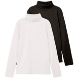 NAME IT Unisex NKNVIGGO 2P LS Slim Rollneck O NOOS Langarmshirt, White Alyssum/Pack:Black, 122/128