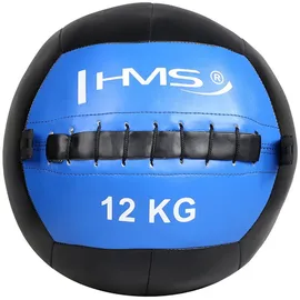 HMS Medizinball Gymnastikball 12 kg Trainingsball (WLB12, 1-St., Ganzkörpertraining), Ideal für intensives Functional Training, CrossFit, Kraftaufbau blau|schwarz