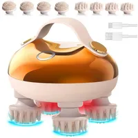 GOOLOO Massagegerät Kopfhaut-Massagegerät Elektrische Kopfmassage IPX7 Wasserdicht, mit 8 abnehmbaren Massageköpfen und 3 Massagemodi 1-tlg., Handliches Kopfmassagegerät für Entspannung, Tiefenreinigung