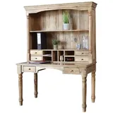 baario Schreibtisch DOLE Sekretär braun massiv Mangoholz Shabby-Design Landhaus