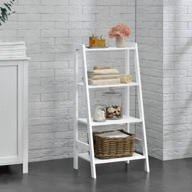 [en.casa] Leiterregal Himare 90x43x32 cm, mit 4 Fächern Weiß,