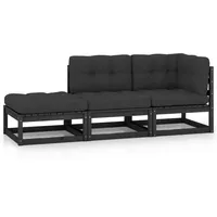vidaXL 3-tlg. Garten-Lounge-Set mit Kissen, Kiefer Massivholz