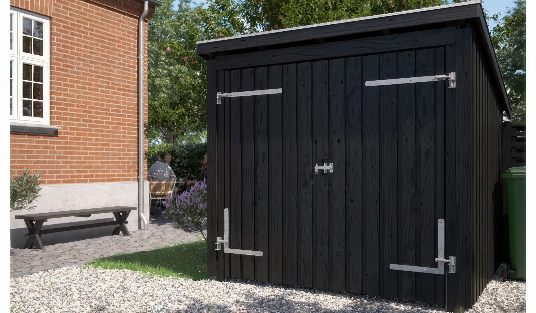 Holz Schuppen für Geräte – Gerateschuppen aus Kiefer/Fichte, unbehandelt – rechteckiger Holzschuppen – platzsparendes Gartenhäuschen für Geräte