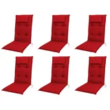 doppler® Hochlehnerauflage 6 er Set 8833 rot Gartenstuhl Auflagen Kissen Polster für Hochlehner, (Spar-Set, 6 St., 6 Auflagen), UV-beständig für Hochlehner-Stühle rot