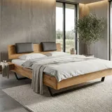 Massivholz »La Dolce Vita II« Wildeiche Massivholzbett 200x200 cm / mit Nako
