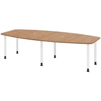Bümö Konferenztisch, Nussbaum, Weiß, Nachbildung,Nussbaum, Oval, 280x74x130 cm, FSC