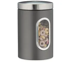 Relaxdays Vorratsdose rund grau 1,4 l 4-teiliges Set