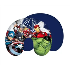 Jerry Fabrics Avengers Nackenkissen Reisekissen mit Superhelden Thor, Iron Man, Hulk, Captain Amerika, 28 x 33 cm, 100% Polyester