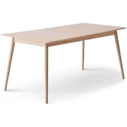 Esstisch HAMMEL FURNITURE "Meza Designtisch mit Auszugsfunktion und 2 Einlegeplatten", beige (natur, natur, natur), B:165cm H:74cm T:90cm, Tischplatte: Weißpigmentiertes, matt lackiertes Eichenfurnier (natürliche MDF-Kante). Gestell: Massive Eiche., Tische, abgerundete Tischplatte MDF, Massivholzgestell, in zwei Breiten