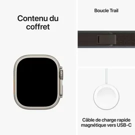 Apple Watch Ultra 2 GPS + Cellular 49 mm Titangehäuse natur, Trail Loop blau/schwarz M/L