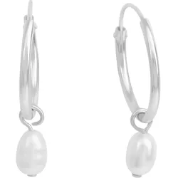 Zeeme Pearls Creolen 925 Silber rhodiniert Perle weiß