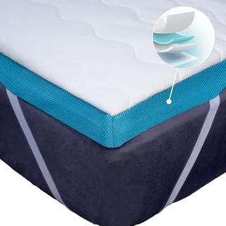 Komfortec Gel Topper 180x200 cm H3/H4, Matratzentopper für Boxspringbett, Oeko-TEX Zertifiziert, 7,5 cm Höhe, Aloe Vera Bezug
