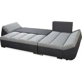 Fun Möbel Ecksofa Sofa KLEO mit Schlaffunktion Schwarz-Blau Ottomane Rechts - Schwarz