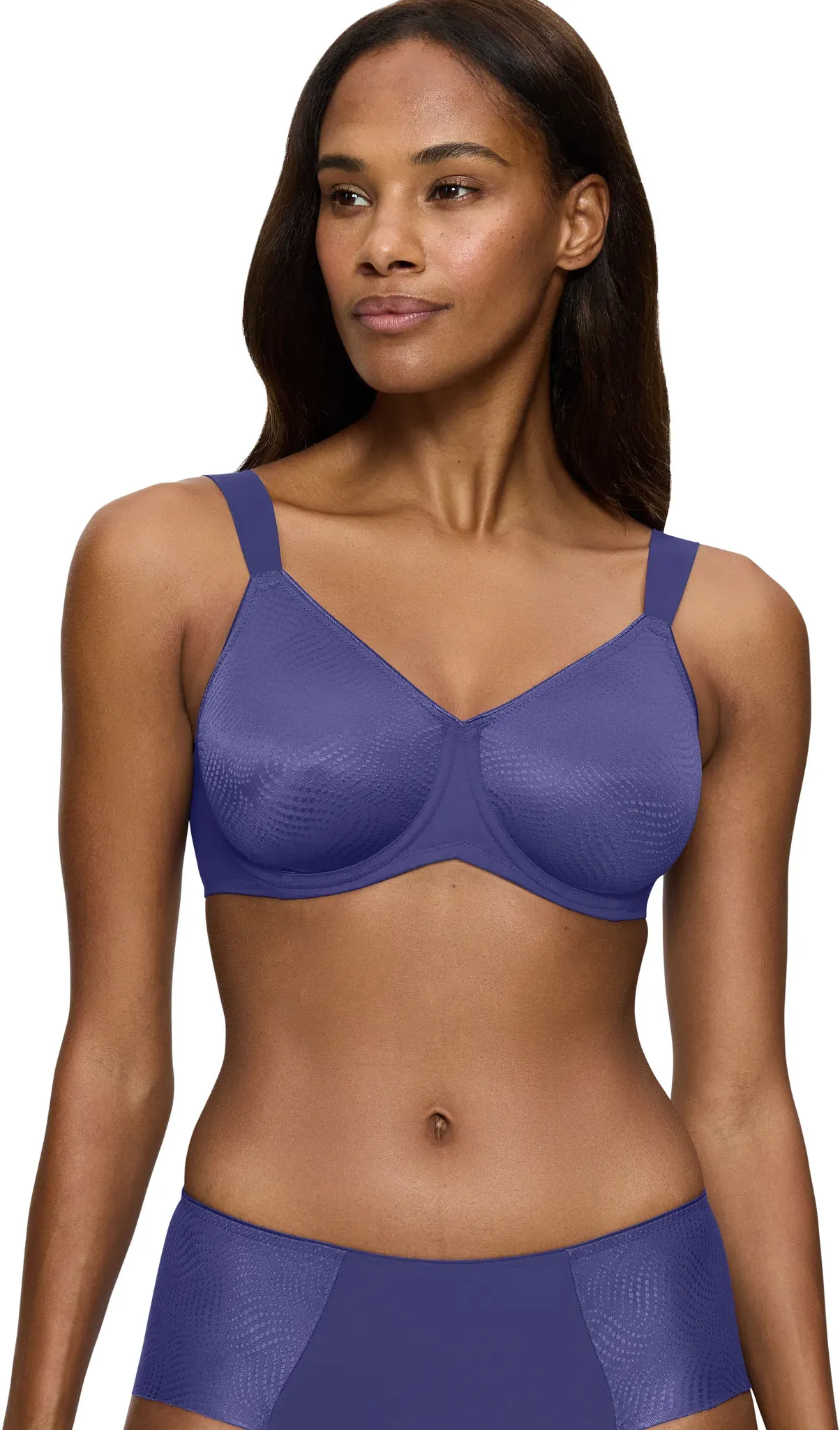 Bügel-BH TRIUMPH "Essential Minimizer T W X", Damen, Gr. 75, Cup E, blau (cool water), Microtouch, Obermaterial: 70% Polyamid, 30% Elasthan, unifarben, leicht glänzend, Jacquardmuster, casual, BHs