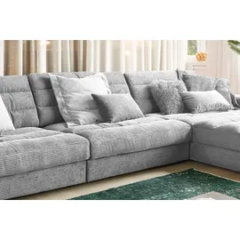 KAWOLA Ecksofa XL Lana Cord Recamiere rechts hellgrau