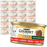 Purina Gourmet Gold mit Rind 24x85g Feuchtfutter für Katzen Succulent Delights